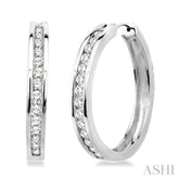 1 ctw Channel Set Round Cut Diamond Hoop Earrings in 10K White Gold